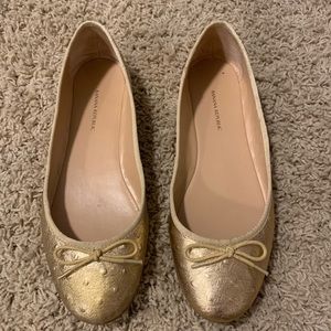 Gold banana republic alligator ballet flats